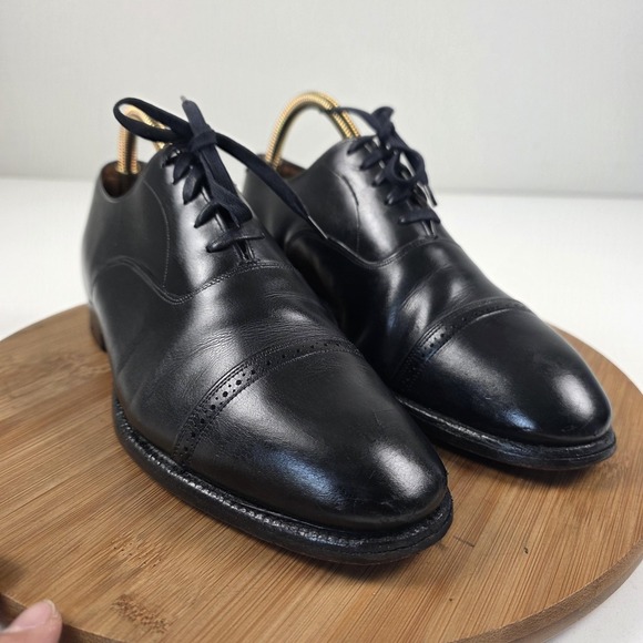 Brooks Brothers Shoes Mens Size 7.5 D Black Leather Cap Toe Oxford Made England main image 14